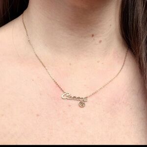 Cancer Zodiac Cursive Charm Necklace in Gold